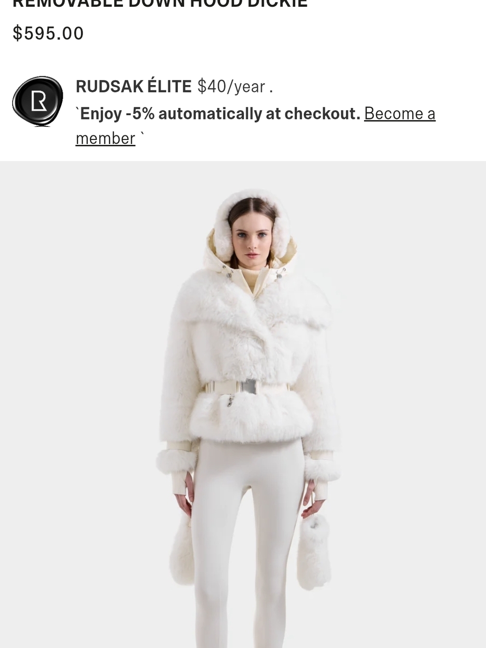 RUDSAK White Faux-Fur Teddy Jacket with Belted Waist